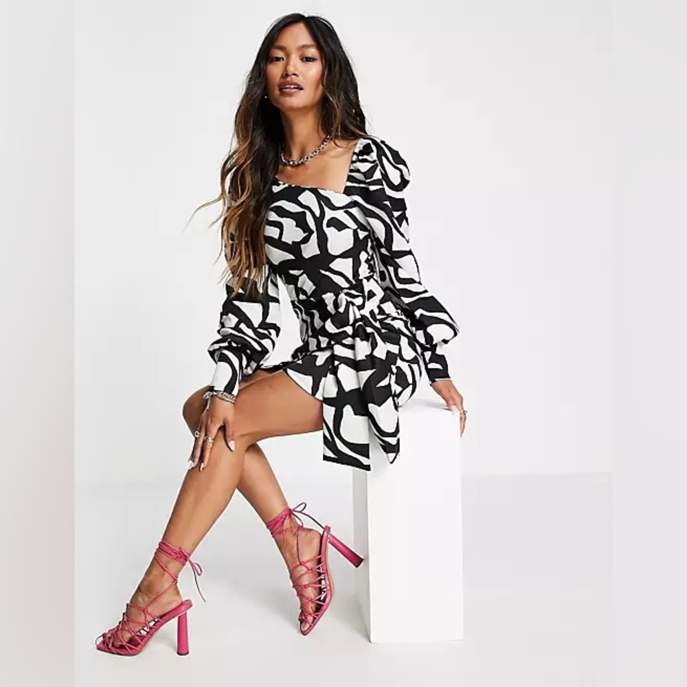 ASOS Design Tall Asymmetric Wrap Mini Dress Zebra Print Size US 4 Small NWOT